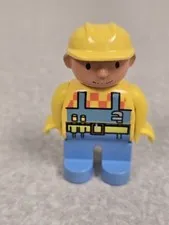 Lego Duplo Construction Boy Figure Yellow & Blue Outfit Free Shipping