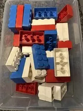 Vintage Lot of LEGO Samsonite 1960s Red, White, Blue Jumbo Bricks 2" x 4"