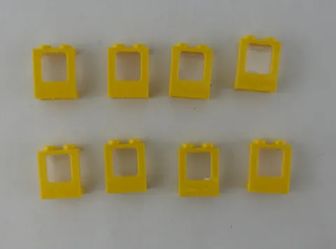 8 LEGO Yellow Window 1x2x2 Hollow Studs Fixed Glass 7026 lot