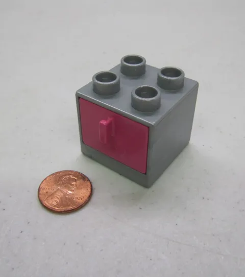 Lego Duplo Silver Cabinet w/ Hot Pink Drawer For Dresser Cabinet Room House