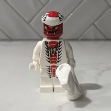 LEGO minifigure masked character white outfit red face w/ white mask helmet