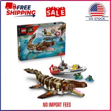 SALE LEGO Jurassic World Mosasaurus Boat Mission Dinosaur Building Toy, Gift Set