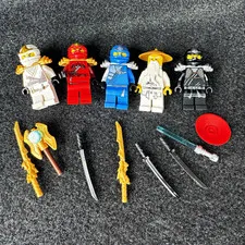 LEGO NINJAGO Minifigure Lot Kai Jay Zane w/ Weapons Accessories Plastic 4+
