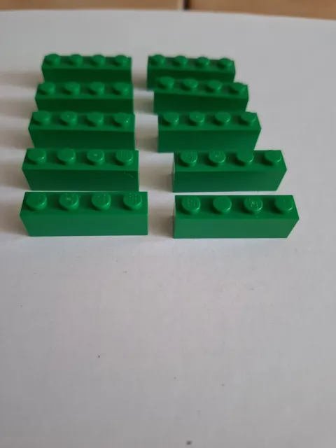 No 290 10x Lego Basic 1x4 3010 Green