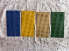 LEGO 16x32 Thin Baseplates Lot 4 - Green, Tan, Yellow, Blue