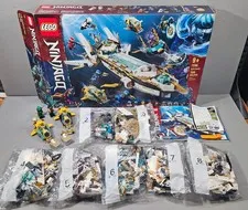 LEGO Ninjago Hydro Bounty (71756) Complete - 7 of 8 Bags Sealed - Box and Manual