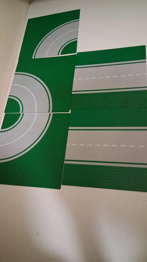 LEGO Classic Green Straight & Curved Road Baseplates Lot Of 5