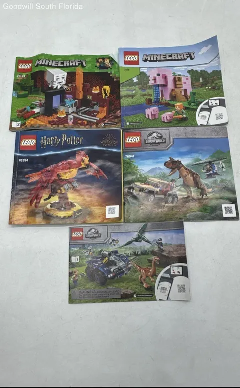 Lot Of 5 Pcs Assorted Lego Large Print Mixed Instruction Manuals For Age 3+