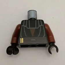 LEGO Minifigure Torso Black Brown Arms Black Hands Gray/Black Print 1pc