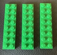 LEGO 2x8 Plate Green Replacement Part 3034 Lot of 3