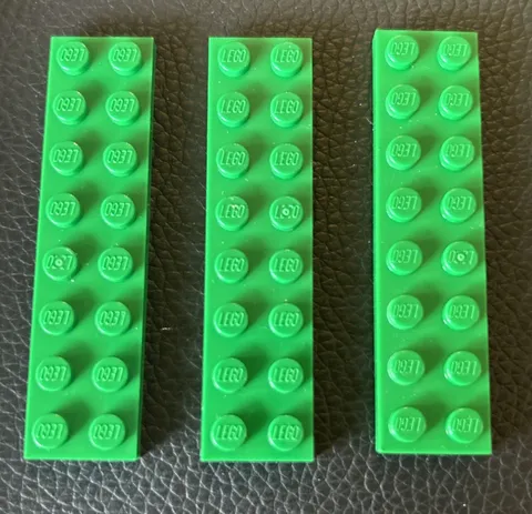LEGO 2x8 Plate Green Replacement Part 3034 Lot of 3