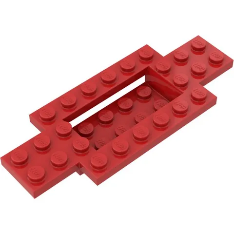 LEGO 2x Red Vehicle, Base 4 x 10 x 2/3 with 2 x 4 Recessed Center  inv.616