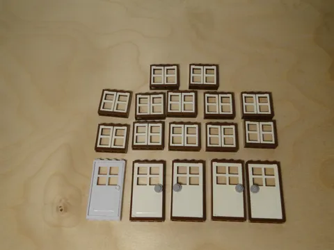 Lego Lot Window Door Doors Windows Brown & White Parts