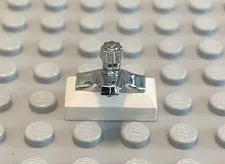 LEGO Chrome Spout Tap Spigot On 1x2 White Base, Bathroom Kitchen