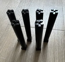 Vintage LEGO Black Large Tower Column Pillar Lot 6 Pieces Building Support Parts