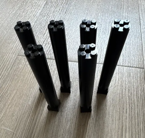 Vintage LEGO Black Large Tower Column Pillar Lot 6 Pieces Building Support Parts