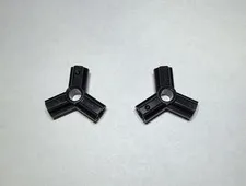 Lego Lot Of 2 Black Technic 3 Branch Crosshooe W Hole New City 