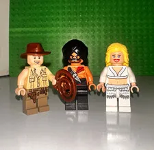 LEGO Indiana Jones Temple of Doom Lot of 3: Open-mouth Indy, Willie Scott, Guard