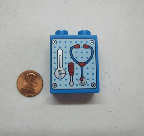 Lego Duplo Tools Repair Construction Building Tool Box Printed Blue Block Cars