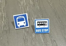 LEGO Roadsign Clip-on 2 x 2 Square with Blue Bus Stop 2 Pieces (27098)