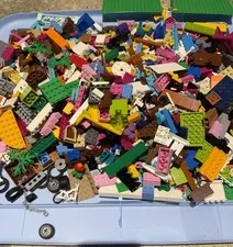 4 LB LEGO Bulk Lot Mixed Loose Brick Parts w/ Horse, Tires, Storage Container