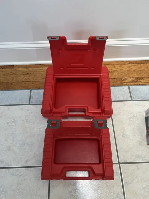 2- Vintage Lego Red Plastic Storage Box Carrying Cases 1985 USA Clean/Nice