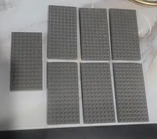 7x Lego Dark Gray Brick Thick Plate 8X16 City Town Castle 4204 BASEPLATE Lot
