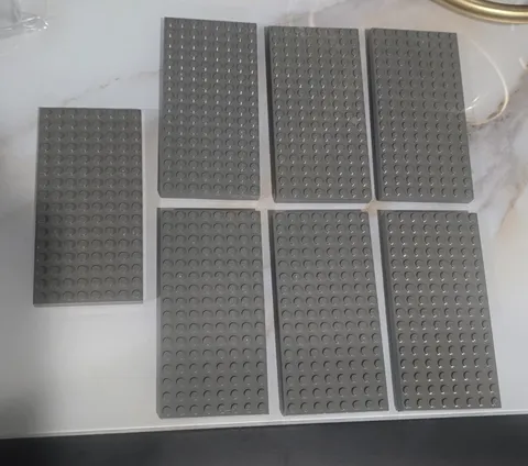 7x Lego Dark Gray Brick Thick Plate 8X16 City Town Castle 4204 BASEPLATE Lot