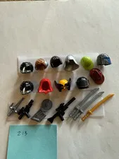LEGO Minifigure Accessories Parts Lot Weapons Helmets Hair, Loose Multicolor