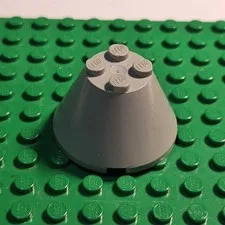 LEGO Vintage Classic Space Old Light Gray Cone 4 x 4 x 2 without Axle Hole 3943a