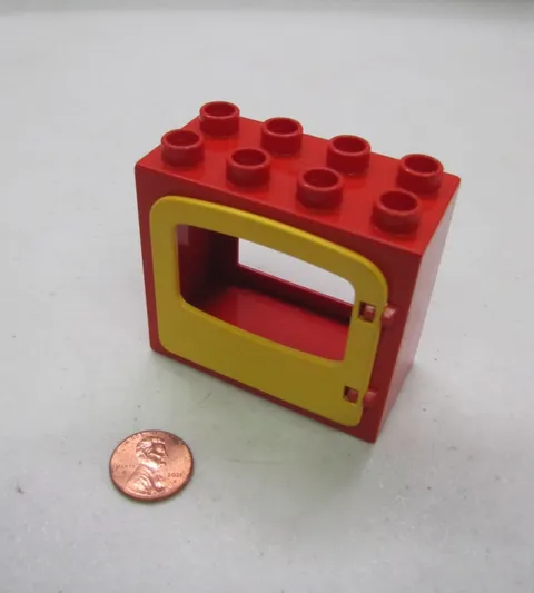 Lego Duplo Yellow & Red Window Pane Door Unit Building Block 2X4 Yellow Door #2