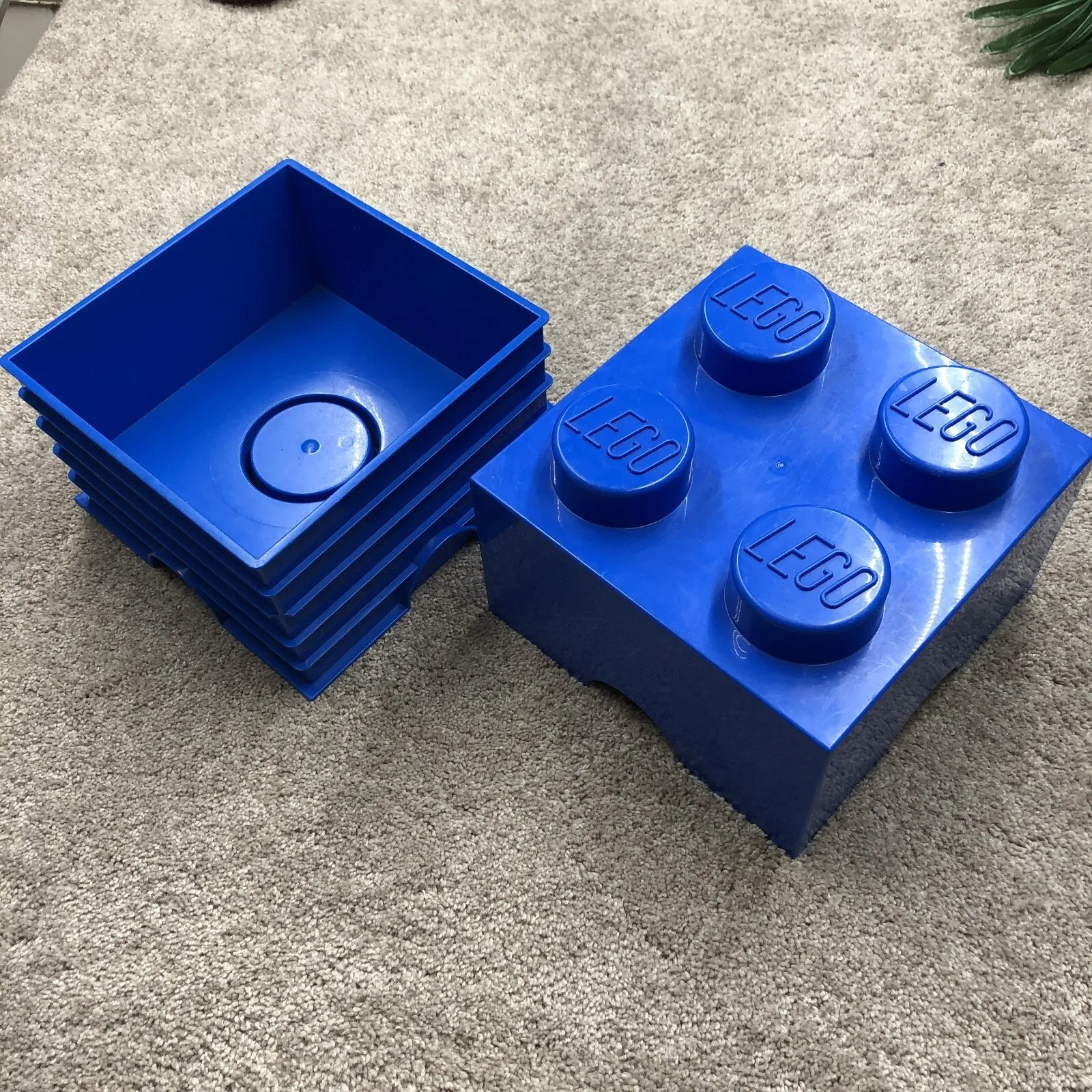 Genuine LEGO Large Blue Storage Bin Box 2x2 Brick 40030635? 4003? 10"x10"x8"