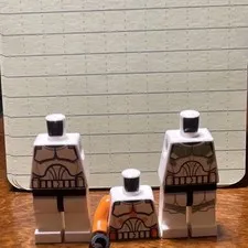 LEGO Clone Trooper Minifigure Parts Lot (3) Printed White Torsos/Legs + Acc