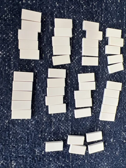 LEGO 3069 White Tile 1 x 2 Bulk 45 Pieces