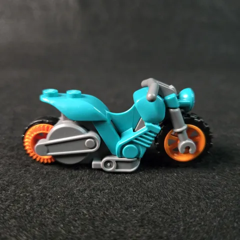 1x lego Motorcycle Flywheel Stuntz Turquoise Grey Wheels Orange 60310