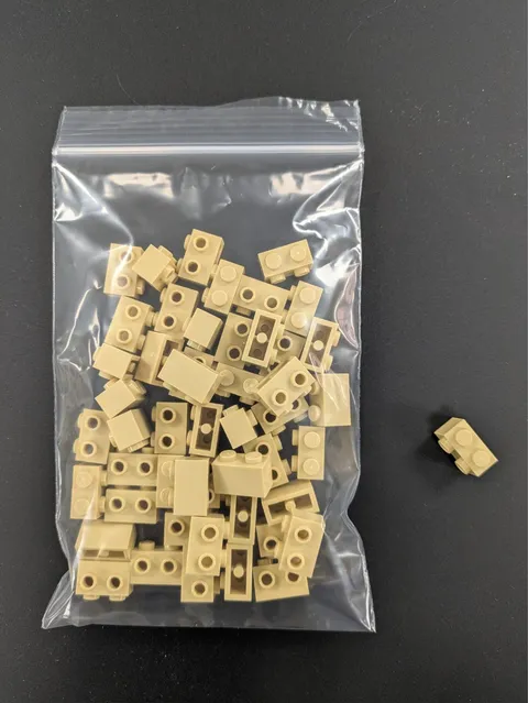 Lego 50 New Tan Bricks Modified 1 x 2 with Studs on 1 Side Building Blocks 11211