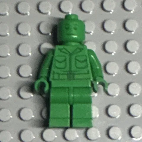 LEGO Minifigure Green Monochrome Plain Plastic Figure missing helmet