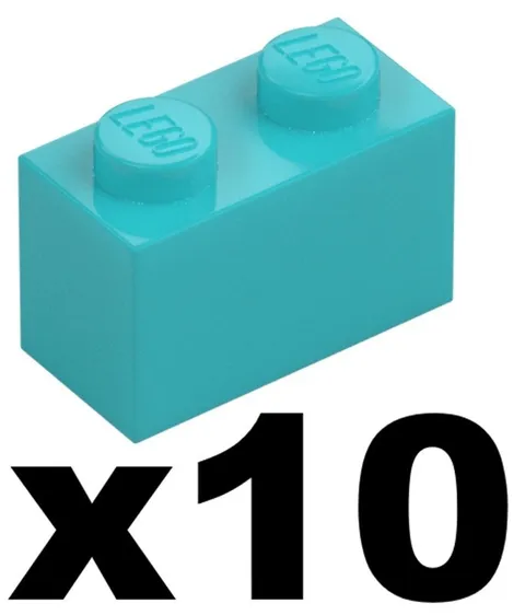 Lego New Part 3004 - Qty 10 - BRICK Medium Azure Blue 1 x 2 Stud Pieces TQ22