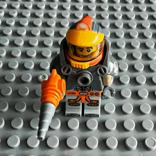 LEGO Minifigure Gray Space Suit w/ Orange Helmet & Orange Drill Accessory
