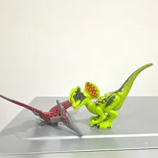 LEGO Dilophosaurus + Pteranodon Dinosaur Figures (Green/Red/Gray) Jurassic Park