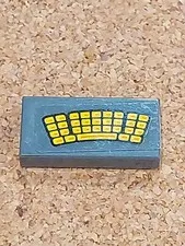 Lego Dark Bluish Gray 1x2 Tile Curved Yellow Keyboard Pattern Part # 3069