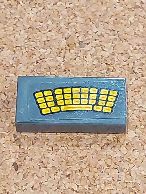 Lego Dark Bluish Gray 1x2 Tile Curved Yellow Keyboard Pattern Part # 3069