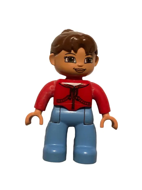 Lego Duplo Female Young Girl Brown Hair Ponytail Red Clothes Action Figure