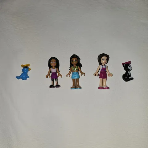 LEGO Friends Mini Dolls Lot 3 Figures w Pets Cat Bird Accessories