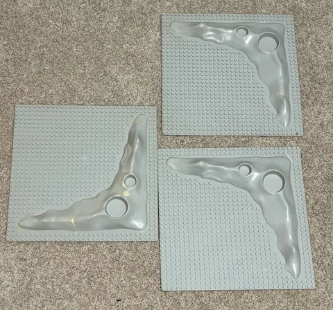 Vintage 3 LEGO Base Plate – Lunar Space Crater Moon Raised Gray 32x32 pegs