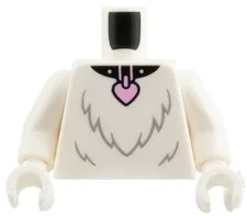 NEW Lego Cat WHITE MINIFIG TORSO Black Collar Bright Pink Heart Tag Costume 28-2