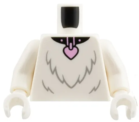 NEW Lego Cat WHITE MINIFIG TORSO Black Collar Bright Pink Heart Tag Costume 28-2