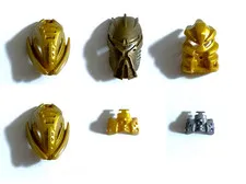 BIONICLE Custom Gold & Silver Kanohi Mask Lot (Kraahkan, Ignika, Avohkii, Vahi
