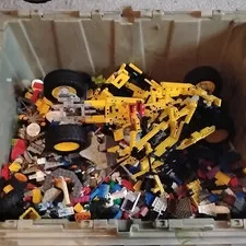 LEGO Technic Bulk Lot Mixed Bricks Parts w/ Wheels, Manuals, Box Multicolor