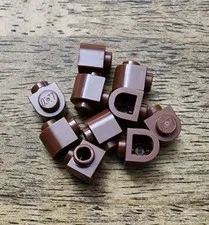 LEGO Reddish Brown Brick Round 1 x 1 x 2/3 Half Circle Ext. Stud on Side. QTY 10